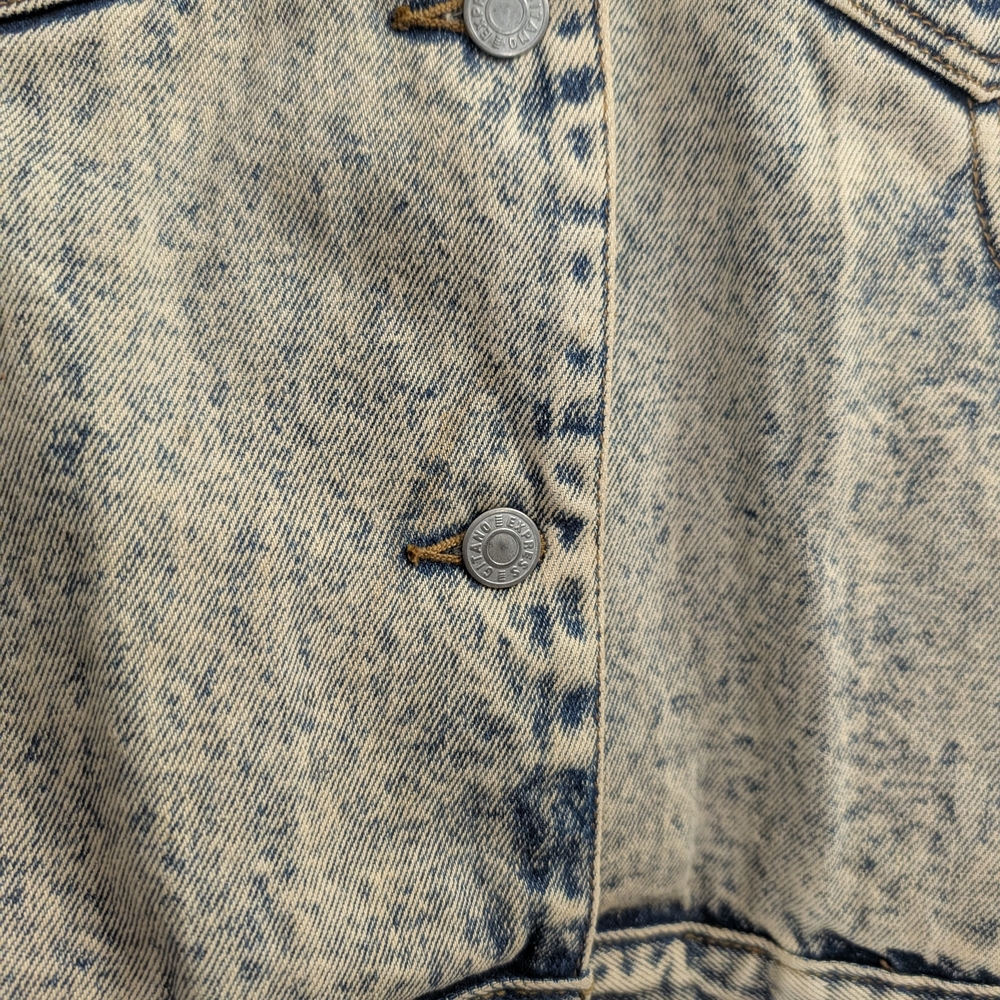 Vintage Gitano Acid Wash Denim Jacket Southwestern Pastel With Fringe Large - Picture 8 of 11